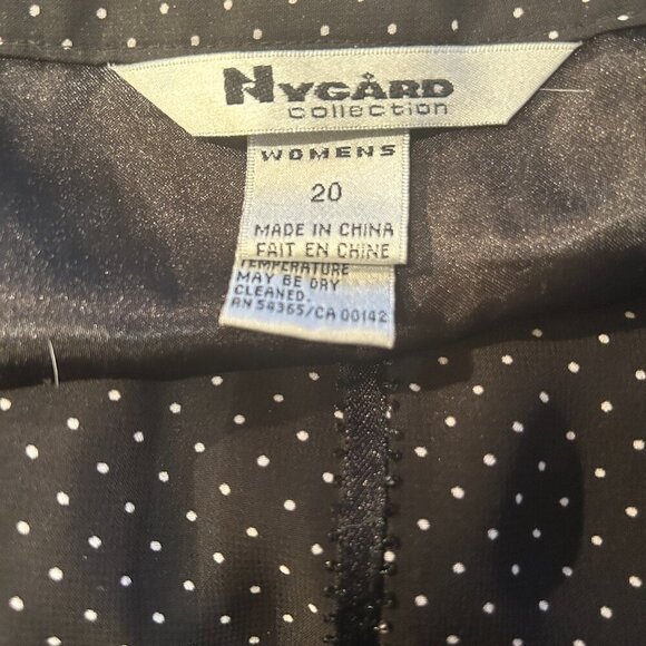 Nygard Black Polka Dot Sheer Skirt Sz 20 Lace Midi Full Bias Cut Flowy Lined - Picture 4 of 8